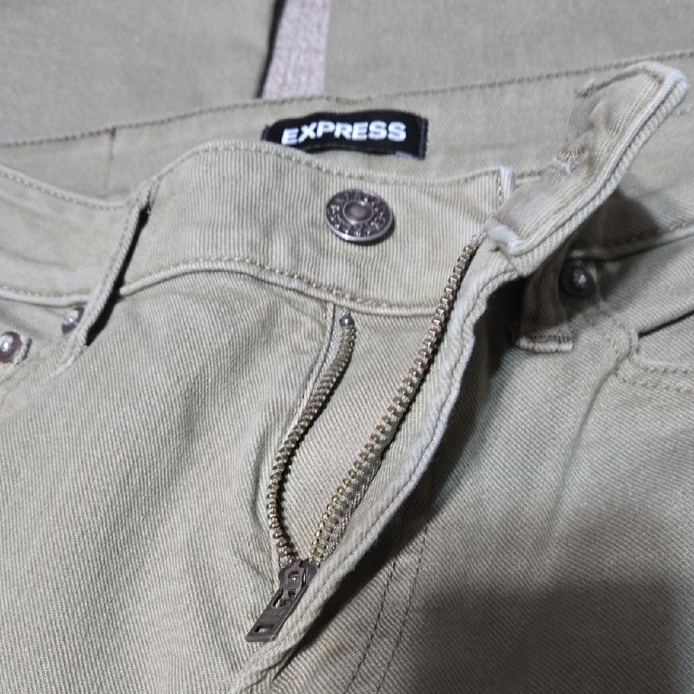 Express Men's Skinny Jeans in Olive - Picture 6 of 10